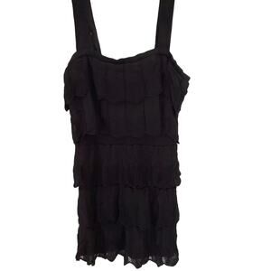 White House Black Market Tiered Black Knit Tank Size XS